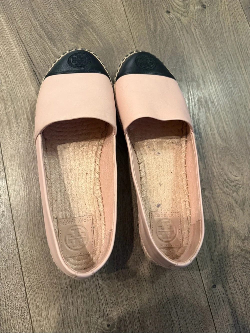 Tory Burch Seashell Pink Leather Espadrilles